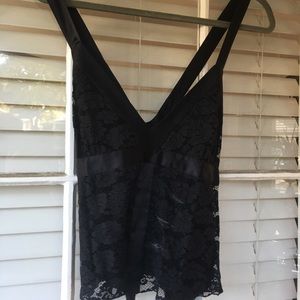 Black criss cross back lace top Bebe